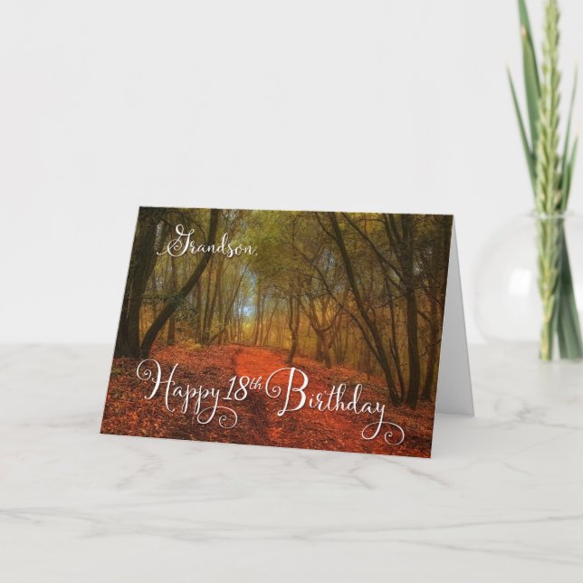 for Grandson's 18th Birthday - Woodland Path Card (Front)
