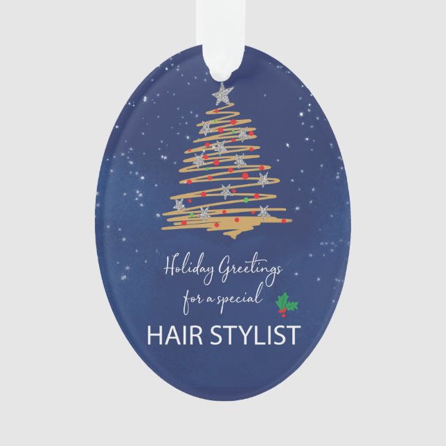 FOR Hair Stylist Christmas Tree Customisable Name Ornament (Front)