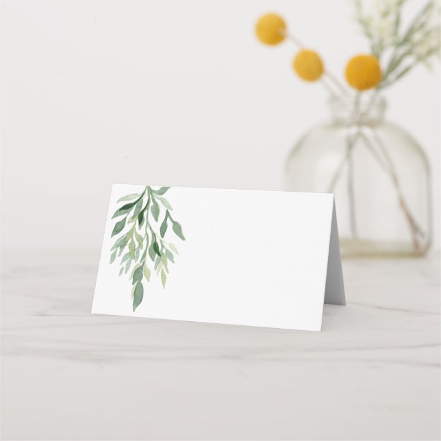For Hand Written Blank Eucalyptus Wedding Place Card (Front)