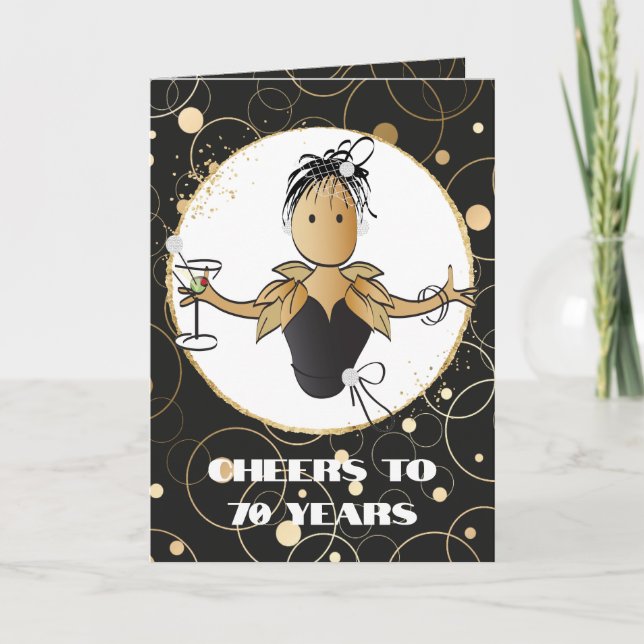 For Her Any Age Dramatic Bold 70th Birthday Card (Front)