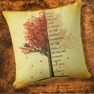 For Her Fall Maple Tree With Inspirational Quote   Cushion