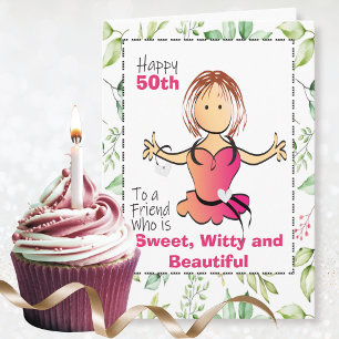 For Her Funny Snarky Woman Cartoon 50th Birthday  Card