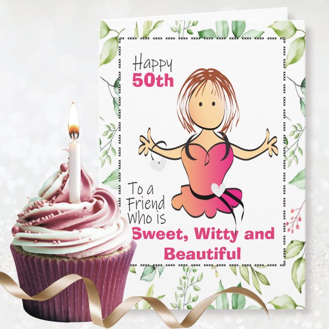 For Her Funny Snarky Woman Cartoon 50th Birthday  Card (Creator Uploaded)