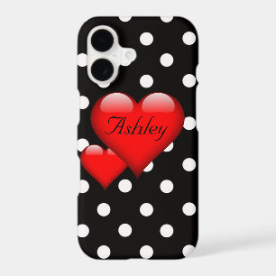 For Her Love Hearts Polka Dot Pattern Monogram