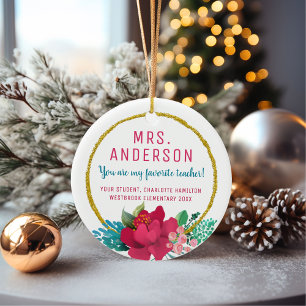 For Her My Favorite Teacher Christmas Gift Ceramic Ornament