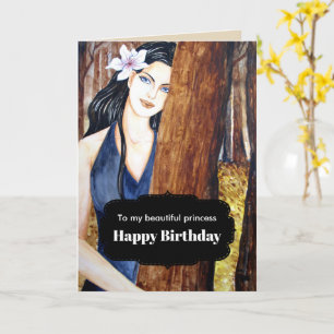 For Her on Birthday Girl in the Forest Painting Card