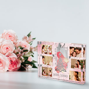 For Her Pink Christmas Photo Memory Keepsake Block