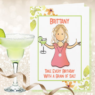 For Her Tropical Margarita Funny Cartoon Birthday Card