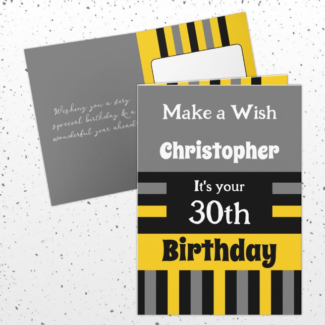For him add name grey special 30th birthday card (Creator Uploaded)