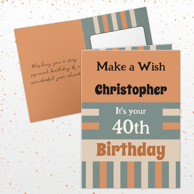 For him add name orange special 40th birthday card (Creator Uploaded)