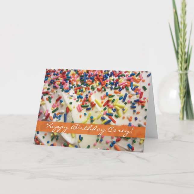 For Him Baked Cake & Colourful Birthday Sprinkles Card (Front)