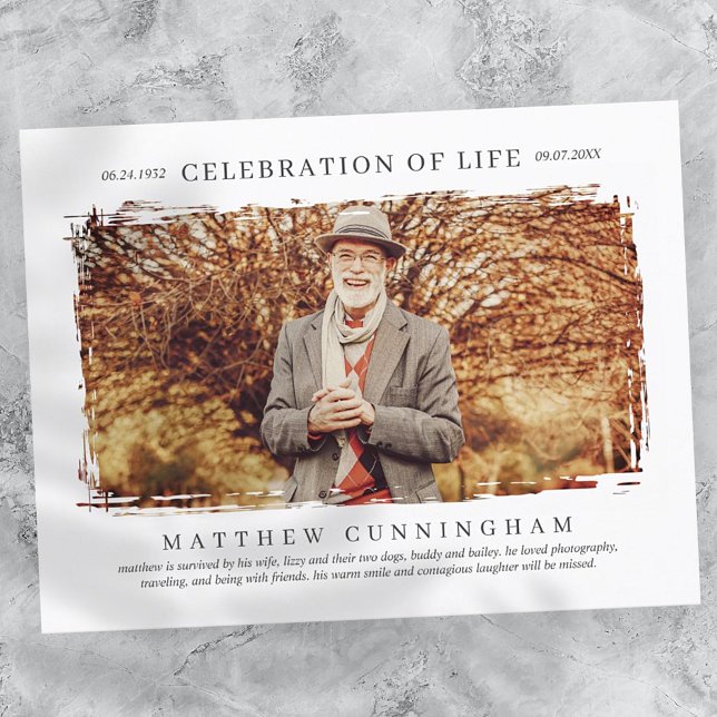 For Him Celebration of Life Modern Simple Photo Invitation Postcard (Creator Uploaded)