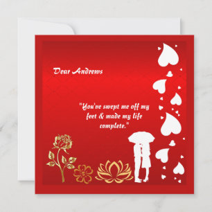  For Him Custom Red Valentines Day Hearts Rose  Holiday Card