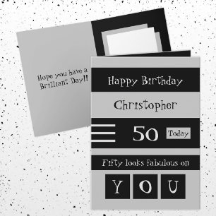 For him grey and black 50th birthday card