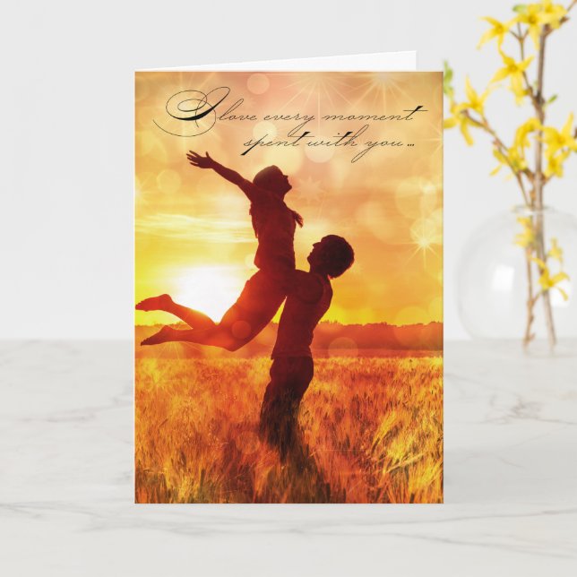 For HIM I Love You Romantic Couple Kissing Meadow Card (Yellow Flower)
