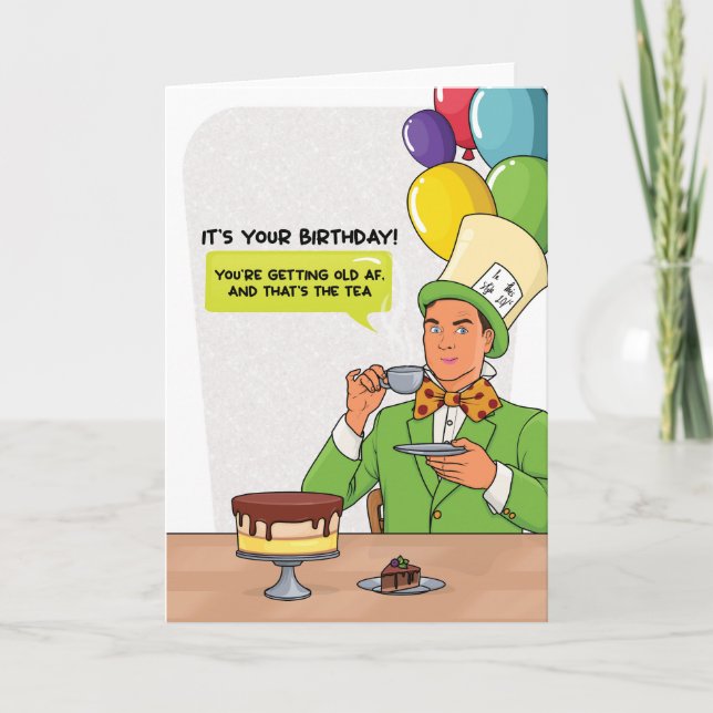 For Him Mad Hatter Pun Birthday Card (Front)