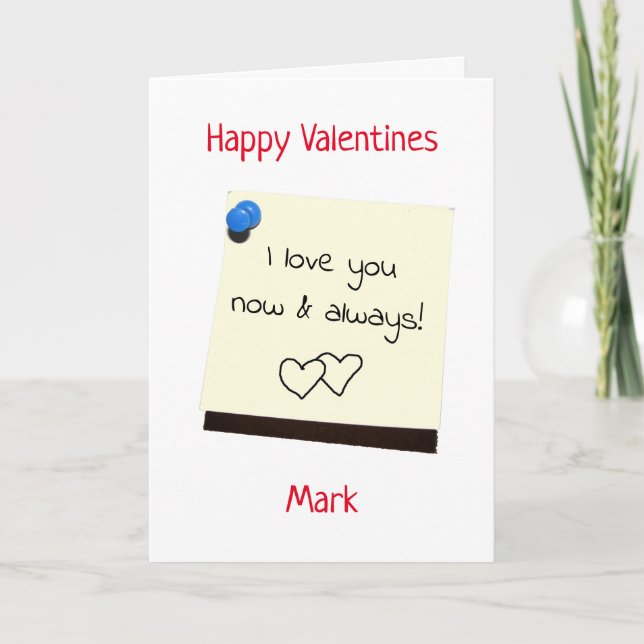 For him post it love note valentines card (Front)