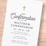 For Him Simple Modern Elegant Cross Confirmation Invitation<br><div class="desc">Design is composed of simple typography with sans serif and serif font.</div>
