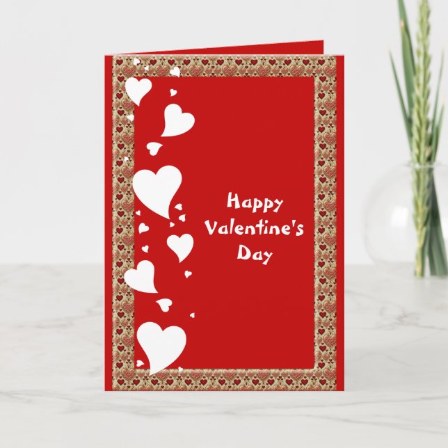 For Him Valentine's Day Hearts Red Romantic Custom Holiday Card (Front)