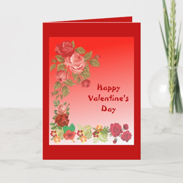For Him Valentine's Day Romantic Red Roses Custom  Holiday Card (Front)