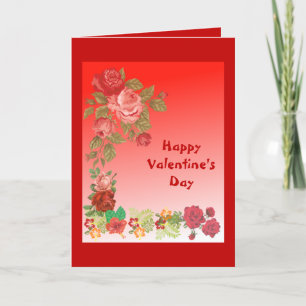For Him Valentine's Day Romantic Red Roses Custom  Holiday Card