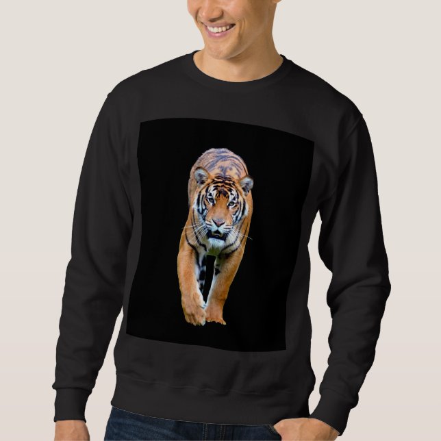 For Him Walking Tiger Template Modern Men's Basic Sweatshirt (Front)