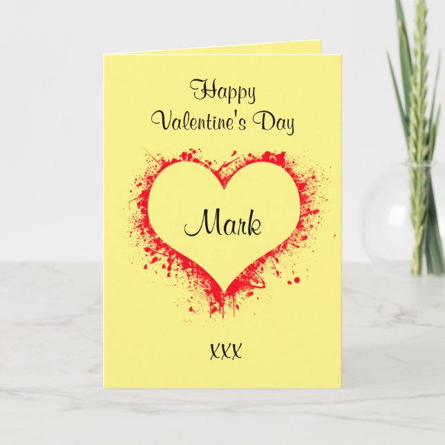 For him yellow valentines card (Front)