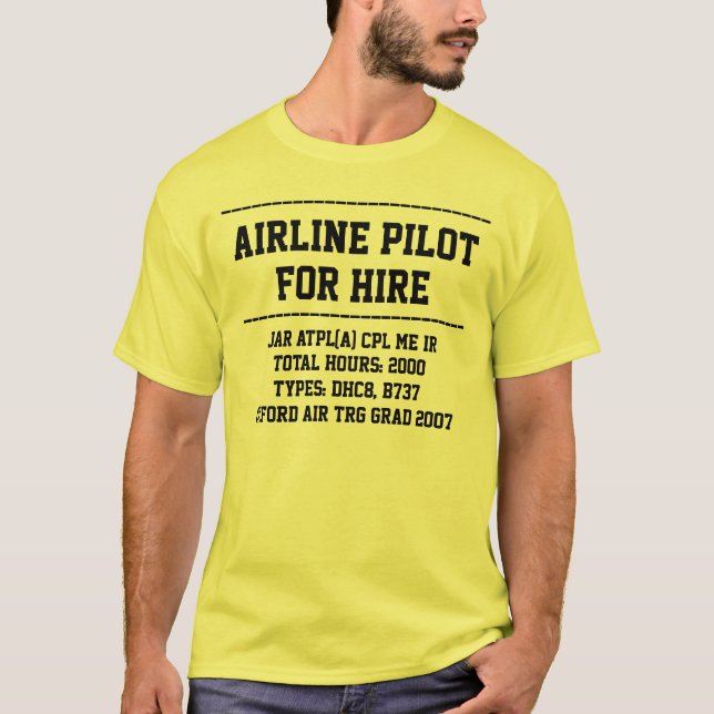 for hire pilot customize CV t-shirt (Front)