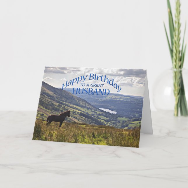 For husband a horse and landscape birthday card (Front)
