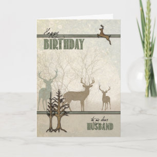 for Husband Birthday Deer in the Forest Card