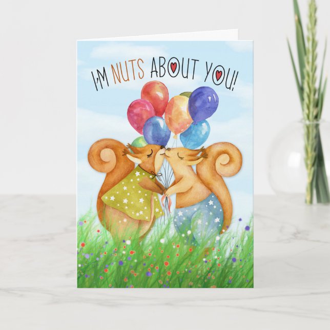 for Husband Cute Kissing Squirrels Birthday Card (Front)