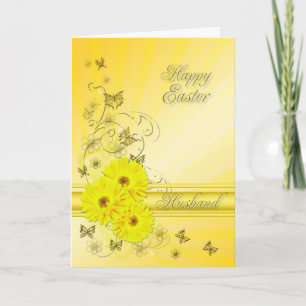 For Husband, Easter card with yellow flowers