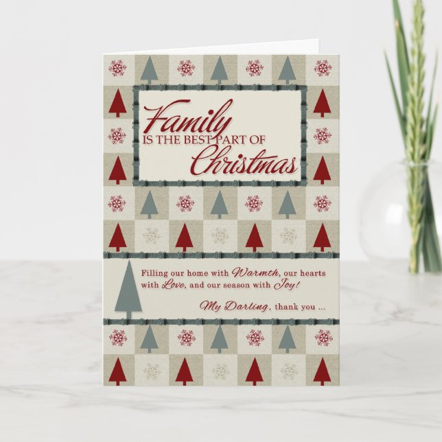 for Husband Red and Green Retro Style Holiday Card (Front)