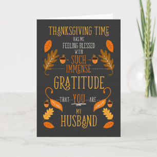 for Husband Thanksgiving Immense Gratitude for You Holiday Card