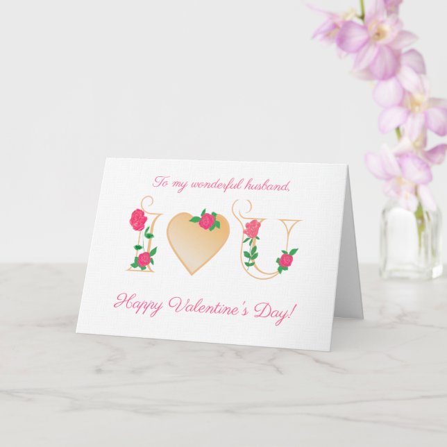 For Husband Valentines Day with Red Roses Card (Orchid)