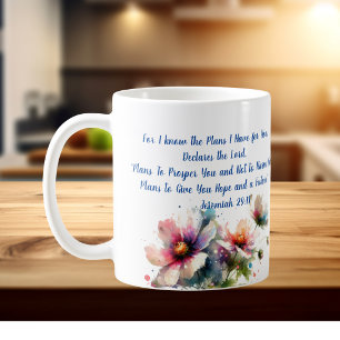 For I know/ Jeremiah 29:11 Modern Flower Coffee Mug