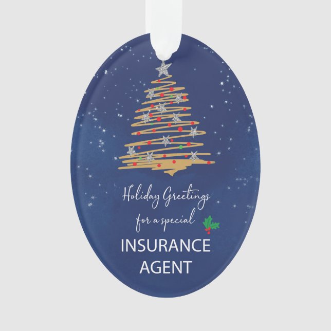 For Insurance Agent Christmas Tree Custom Name Ornament (Front)