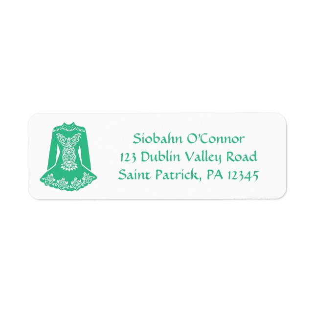 For Irish Dancers Dancing Dress Return Address Label (Front)