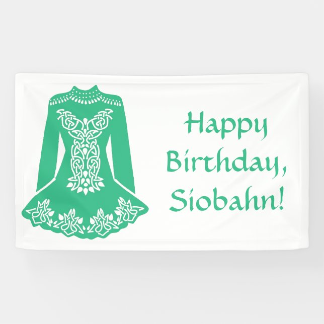 For Irish Dancers Green Dancing Dress Custom Party Banner (Horizontal)