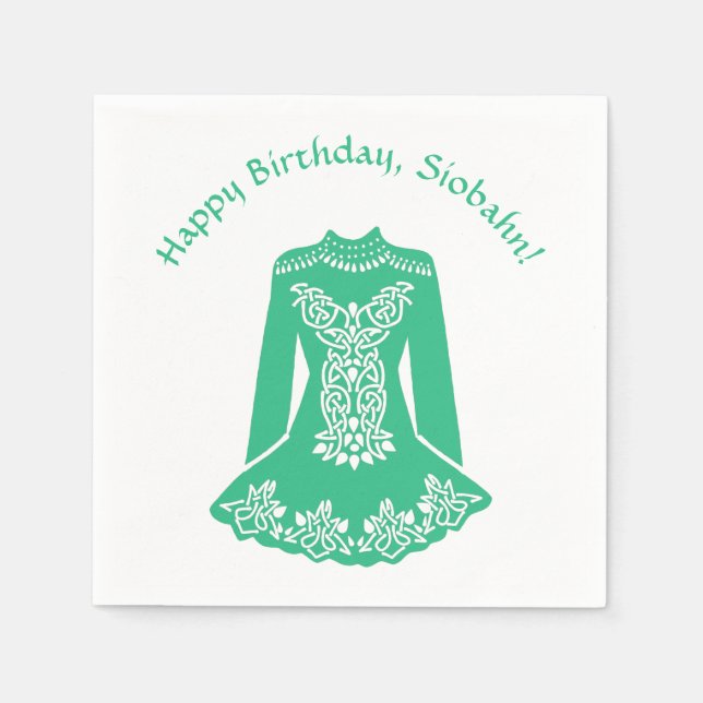 For Irish Dancers Green Dancing Dress Custom Party Napkin (Front)