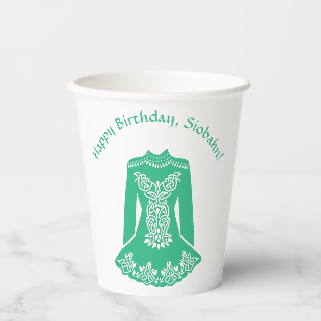 For Irish Dancers Green Dancing Dress Custom Party Paper Cups (Front)