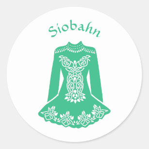 For Irish Dancers Green Dancing Dress Personalised Classic Round Sticker