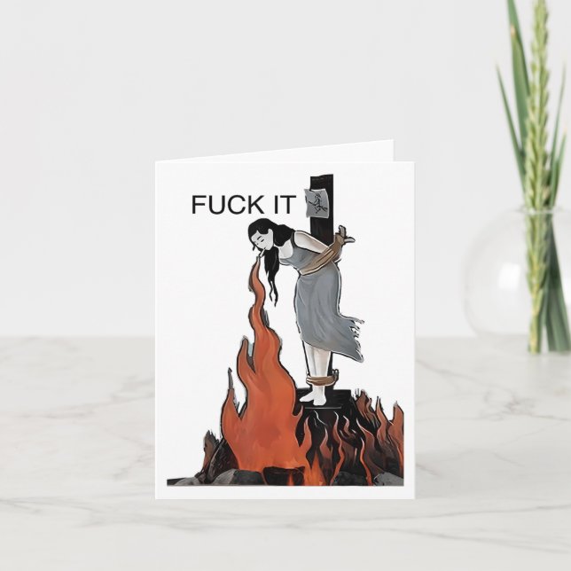 For It Funny - Witch Is Burning In Flames Girl Smo Card (Front)