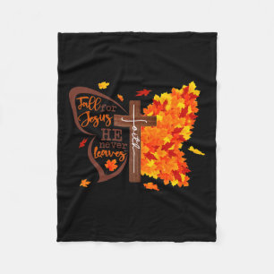 For Jesus He Never Leaves Butterfly Christian Fait Fleece Blanket