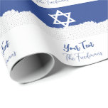 For Jewish Events Holidays Bar/Bat Mitzvah Wrapping Paper<br><div class="desc">Gifts Wrapping Paper for Jewish Events like bar/bat mitzvah,  anniversary,  weddings,  holidays,  shabbats. etc.
Elegant artistic israeli blue and white flag.
Customisable,  put your own name on and your own text.
Enjoy your events !  ⚘ ♥</div>
