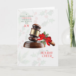 for Judge Judicial Gavel Verdict of Joy and Cheer Holiday Card