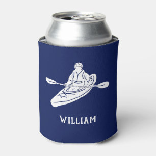 For Kayakers Personalized Navy Blue Kayak Can Cooler