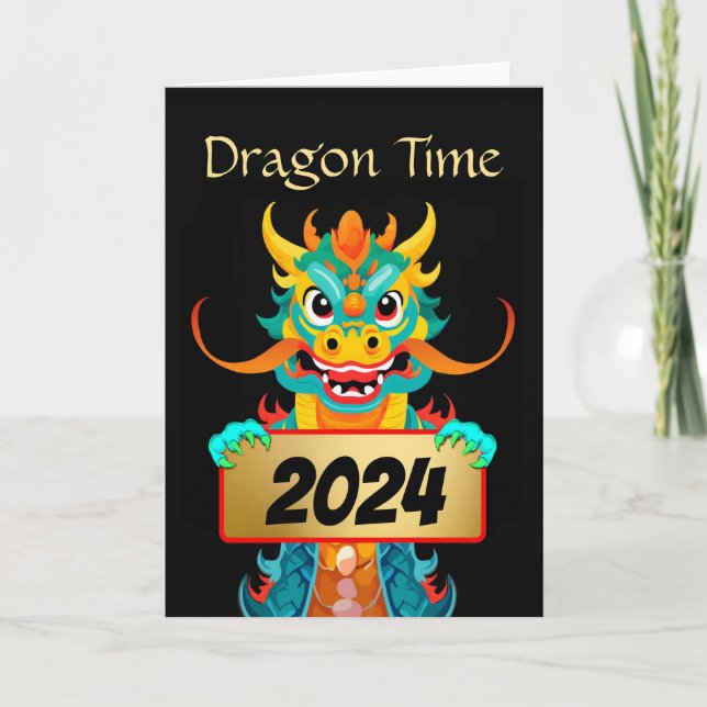 For Kids Chinese New Year of the Dragon Add a Year Holiday Card (Front)