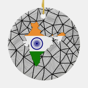 For Kids: Creative India Flag With Map Ceramic Tree Decoration
