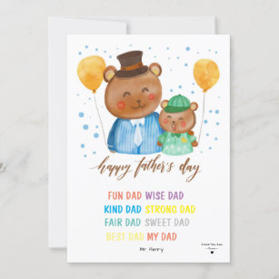 For Kids Give to Dad Personalised Father's Day Card